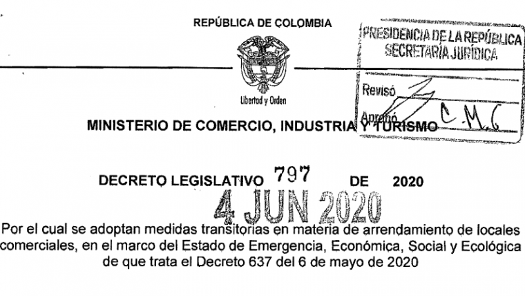 NORMAS DE TERMINACION DE CONTRATOS DE ARRENDAMIENTO COMERCIAL EN LA EMERGENCIA SANITARIA